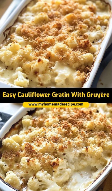 This easy cauliflower gratin with Gruyère is the best gratin for a cheesy side dish. Creamy, rich, and packed with Gruyère, it’s the ultimate cauliflower gratin for holiday dinners Cauliflower Gratin Ina Garten, Broccoli Cauliflower Gratin, Cauliflower Gratin Recipe, Cauliflower Cheese Casserole, Cauliflower Au Gratin, Vegetable Gratin, Spinach Gratin, Carrot Casserole, Broccoli Cauliflower Casserole