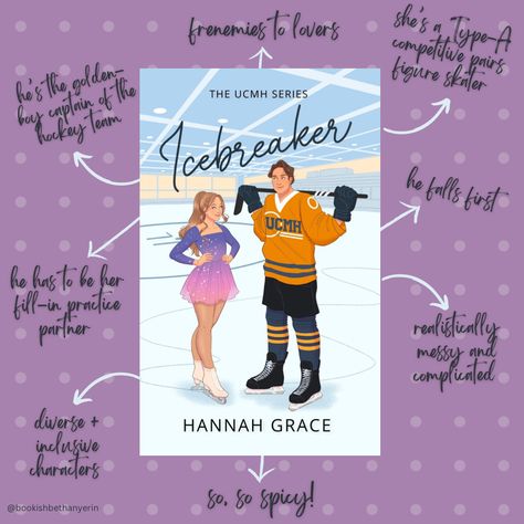 Icebreaker Bookmark, Icebreaker Characters, Icebreaker Hannah Grace Spicy Pages, Icebreaker Hannah Grace Fanart, Icebreaker Fanart, Spice Books, Icebreaker Hannah Grace, Icebreaker Book, Romantic Books To Read