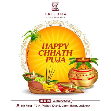 May the Sun's light bless us with divine guidance, wisdom, and courage during Chhath puja. Happy Chhath Puja.👈🙏 . . For more details: ☎️+91-8127300000 📍 6th Floor-TC-14 Vibhuti Khand, Gomti Nagar Lucknow-226010 . . #krishnaplyandhardware #interior #interiordesign #interiorproducts #homedecor #architecturalhardware #furniture #wardrobestylist #art #homedesign #decoration #interiordesigner #wardrobes #homesweethome #modularkitchen #designer #livingroom #interiorstyling #kanpur #chhatpuja Chhath Puja Creative Ads, Happy Chhath Puja, Chhath Puja, Affordable Apartments, Divine Guidance, Sun God, Real Estate Company, Real Estate Development, Creative Ads