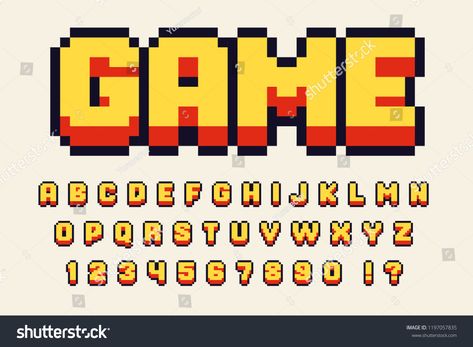 Game Letters Font, Video Game Fonts Alphabet, 8 Bit Letters, 8 Bit Lettering, Video Game Lettering, Video Game Letters, 8 Bit Font, 8 Bit Game Design, Game Font Design