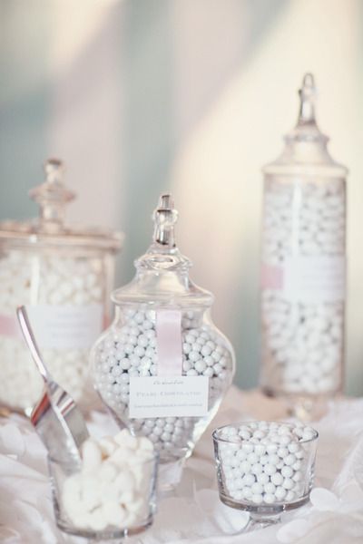 Another all-white candy table. White Dessert Tables, Buffet Dessert, Lolly Buffet, White Desserts, White Winter Wedding, Candy Bar Wedding, An Affair To Remember, All White Party, All White Wedding