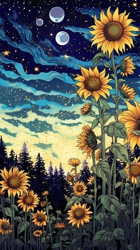 Sunflower Wallpaper Aesthetic Vintage, Sunflower Wallpaper Aesthetic, Sunflower Aesthetic Wallpaper, Sunflowers Aesthetic, Sunflowers Wallpaper, فنسنت فان جوخ, Sunflower Iphone Wallpaper, Arte Van Gogh, Witchy Wallpaper