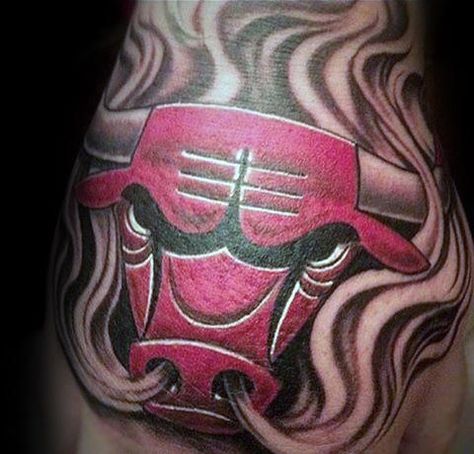 Bison Tattoo Ideas, Bulls Tattoo, Chicago Bulls Tattoo, Jordan Tattoo, Flesh Tattoo, Outer Forearm Tattoo, Sport Tattoos, Chicago Tattoo, Chicago Bulls Logo