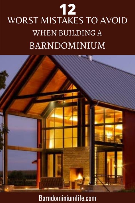 Barndominiums tend to be low maintenance, energy-efficient, and affordable. However, there are still a lot of details to consider when building a barndominium. If you want you a home that can last a lifetime, here are the top 12 mistakes to avoid when building your barndominium: Barndominium Ideas With Lots Of Windows, Affordable Home Building Ideas, Multi Level Barndominium, Low Maintenance Home Design, Unique Barndominium Exterior, Unique Home Building Ideas, Lakeside Barndominium, Barndominium With Lots Of Windows, Pretty Barndominium