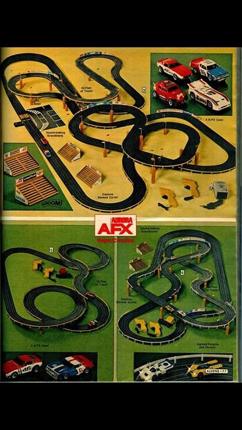 HO Scale Slot Car Track Afx Slot Car Track Layouts, Slot Car Racing Sets, Tyco Slot Cars, Hot Wheels Race Track, Slot Car Drag Racing, Afx Slot Cars, Race Car Sets, Slot Car Race Track, Model Train Table