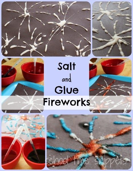 Make fireworks by putting a unique Red, White, and Blue twist on the classic salt and glue art activity. Bonfire Crafts For Kids, Bonfire Night Activities, Bonfire Night Crafts, Fireworks Craft For Kids, 4th Of July Craft, Diwali Fireworks, Firework Painting, Diwali Activities, Motor Art