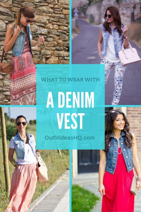 What To Wear With A Denim Vest - Outfit Ideas HQ Red Denim Vest Outfit, Outfits With A Jean Vest, How To Wear A Jean Vest, Denim Vests Outfits, How To Wear A Denim Vest, Jeans Vest Outfits For Women, How To Style A Denim Vest, Blue Jean Vest Outfit, How To Style Denim Vest