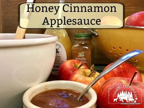 Honey Cinnamon Applesauce in the Crockpot - Timber Creek Farm Applesauce With Honey, Low Sugar Muffins, Skillet Apple Pie, Crockpot Applesauce, Cinnamon Applesauce, Cider Press, Apple Jelly, Apple Jam, Honey Cinnamon