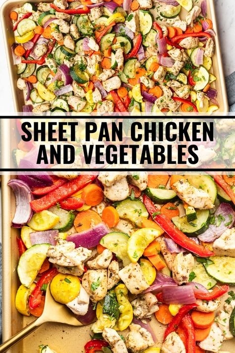 Rainbow Vegetables, Roasted Vegetables With Chicken, Turkey Dinners, Sheet Pan Meals Chicken, Sheet Pan Dinners Chicken, Sheet Pan Chicken, Sheet Pan Dinners Recipes, Healthy Weeknight Dinners, Vegetable Medley