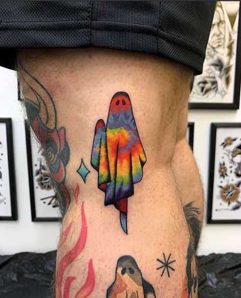 Colorful Tattoo, Hippie Tattoo, Ghost Tattoo, Cute Tiny Tattoos, Tatuaje A Color, Dream Tattoos, Dope Tattoos, Creative Tattoos, Pretty Tattoos