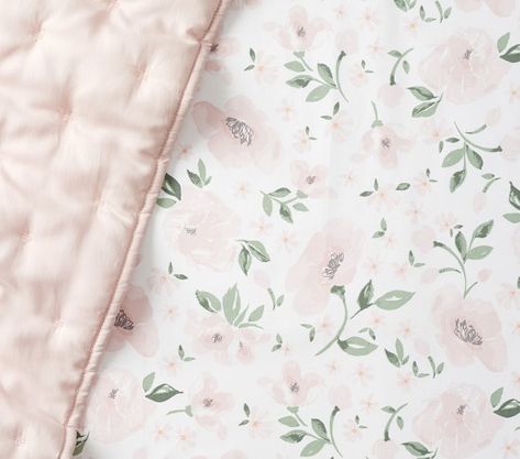 Meredith Allover Floral Organic Crib Fitted Sheet | Pottery Barn Kids Cute Baby Rooms, Twin Girl Nursery, Wildflowers Nursery, Sage Nursery, Cream Nursery, Floral Baby Bedding, Shared Nursery, Auntie Era