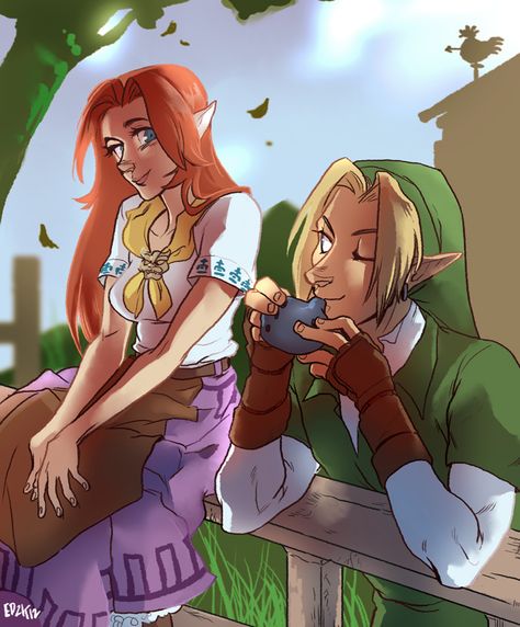 Link and Malon Link And Malon Zelda, Link Malon, Mipha And Link, Halo Series, Ocarina Of Time, Usa Art, Twilight Princess, Breath Of The Wild, Art Sketch