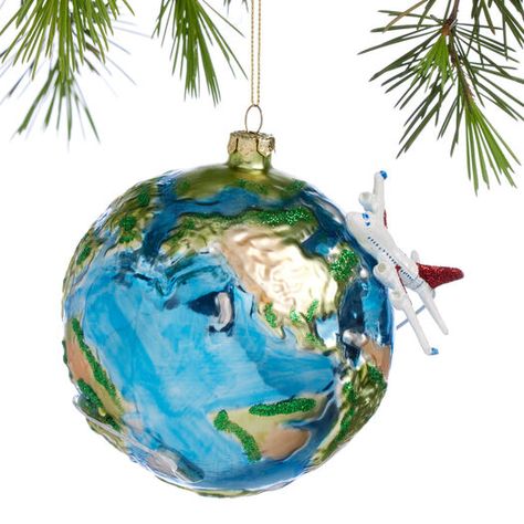 Glass Globe with Airplane Ornament by World Market Christmas World, Unique Christmas Ornaments, All Christmas, Christmas Shop, Festive Decor, Xmas Ornaments, World Market, Glass Globe, Festival Decorations