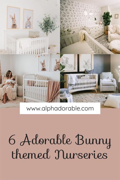 Velvetine Rabbit Nursery, Boho Bunny Nursery, Floral Bunny Nursery, Nursery Ideas Bunny, Baby Girl Nursery Bunny Theme, Neutral Bunny Nursery, Rabbit Bedroom Ideas, Pink Bunny Nursery, Vintage Bunny Nursery