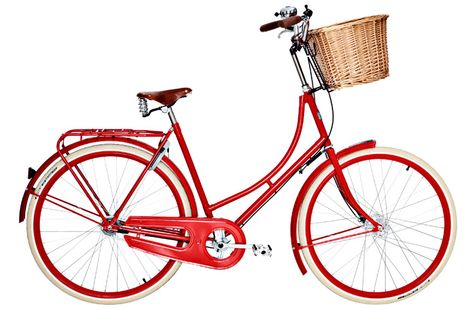 Classic red bike with basket. Love Ladies Bicycle, Dutch Bike, Red Bicycle, Bike With Basket, Red Bike, Bicycle Basket, New Bicycle, Cycle Chic, Ride A Bike