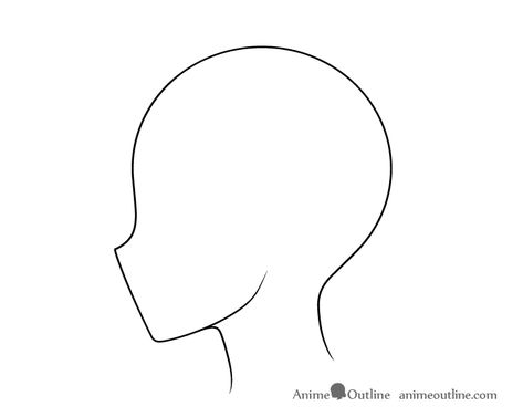 Side Face View Drawing, Anime Base Side View, How To Draw Bangs Side Profile, Side View Hair Drawing, Side View Face Drawing, Wig Buisness, Head Side View Drawing, Anime Head Drawing, Draw Anime Face