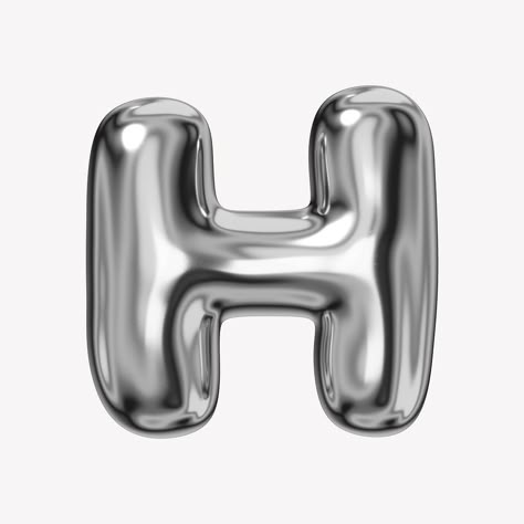 Silver Typography, Insta Sticker, Chrome Letters, Metallic Letters, H Alphabet, Alphabet 3d, 3d Chrome, H Letter, Ipad Essentials