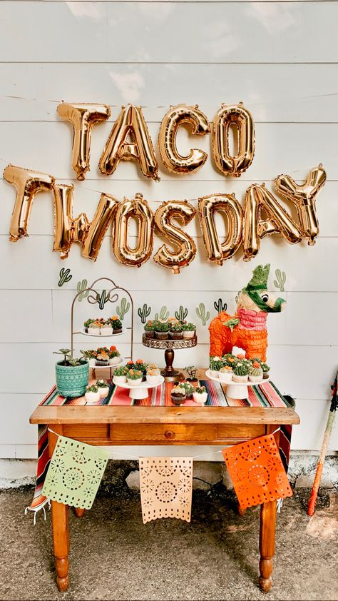 Fiesta Two Year Old Party, Taco Second Birthday Party, Fiesta Second Birthday Party, Dos Birthday Party Fiesta, Taco Themed 2nd Birthday Party, Taco Party Menu Ideas, Taco Themed First Birthday Party, Taco Twos Day Birthday Party, Taco Two Birthday