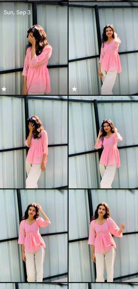 Short Kurti Poses, Kurti Selfie Poses, Insta Post Story Ideas, Poses For Ig, Collage Idea, Creative Photo Ideas, Birthday Captions Instagram, Short Kurta, Short Kurti