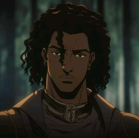 Black Anime Characters Guys, Black Anime Men, Young Character Design, Black Male Character Design, Black Character Design, Anime Knight, Black Anime Guy, Black Mage, Anime Elf