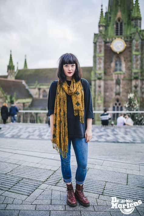 How to Wear - Birmingham Dm Boots Outfits, Cherry Doc Martens Outfit, Red Dr Martens Outfit, Red Docs, Doc Martin Outfits, Bob Fringe, Grace Hartzel, Red Doc Martens, Doc Martens Outfits