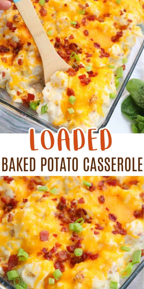 Potato Baked, Loaded Baked Potato Casserole, Cookout Side Dishes, Thanksgiving Food Sides, Baked Potato Casserole, Loaded Baked Potato, Side Dishes For Bbq, Thanksgiving Recipes Side Dishes, Loaded Potato