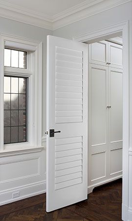 Louvered Door Ideas, Louvered Interior Doors, Solid French Doors, French Country Ideas, Louvre Doors, Louvered Doors, Solid Core Interior Doors, Interior Door Styles, Beach House Bedroom