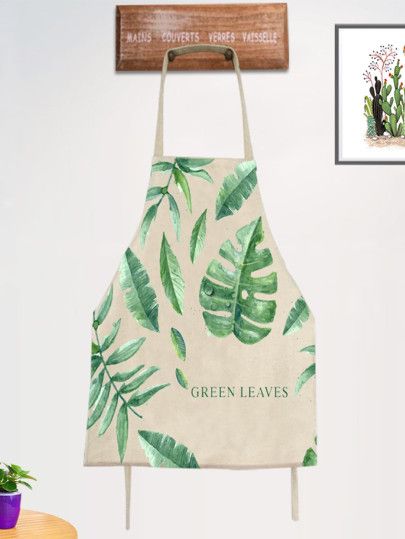 Tropical Print Apron -SheIn(Sheinside) Picture Wall Living Room, Kitchen Modular, Home Themes, Bao Bao, Printed Aprons, Eco Printing, Sriracha, Embroidered Shirt, Fabric Painting