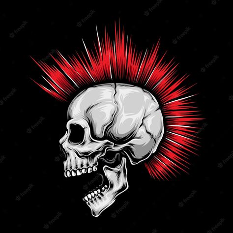 Premium Vector | Skull colors Punk Skull, Premium Vector, Red Hair, Art Print, Red, Hair