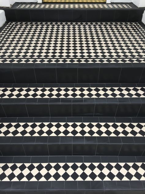 Outdoor Step Tiles, Steps Tiles, Mosaic Steps, Victorian Mosaic Tile, Front Porch Stone, Front Door Steps, Victorian Tile, Tiles Uk, Tile Steps