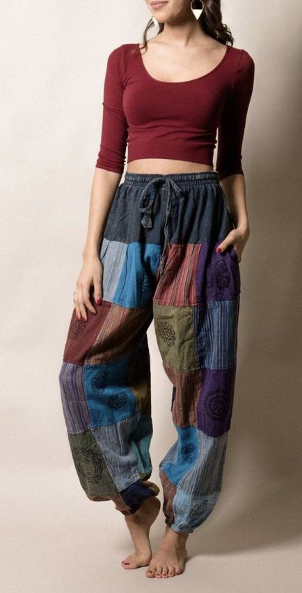 Patchwork Pants, Hippie Pants, Estilo Hippie, Bamboo Clothing, Chenille Sweater, Sleeveless Dresses, Burgundy Sweater, Dolce E Gabbana, Swaggy Outfits