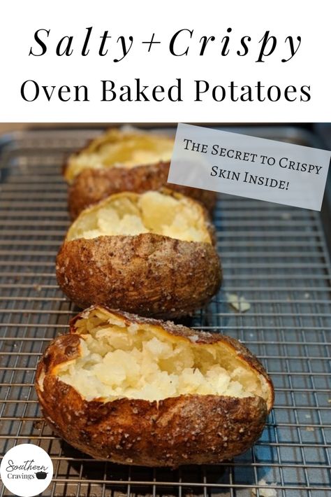 Salted Baked Potato, Cheap Side Dishes, Oven Baked Potatoes, Crispy Baked Potatoes, Best Baked Potato, Making Baked Potatoes, Potatoes In Oven, Baked Potato Recipes, Potato Side Dishes