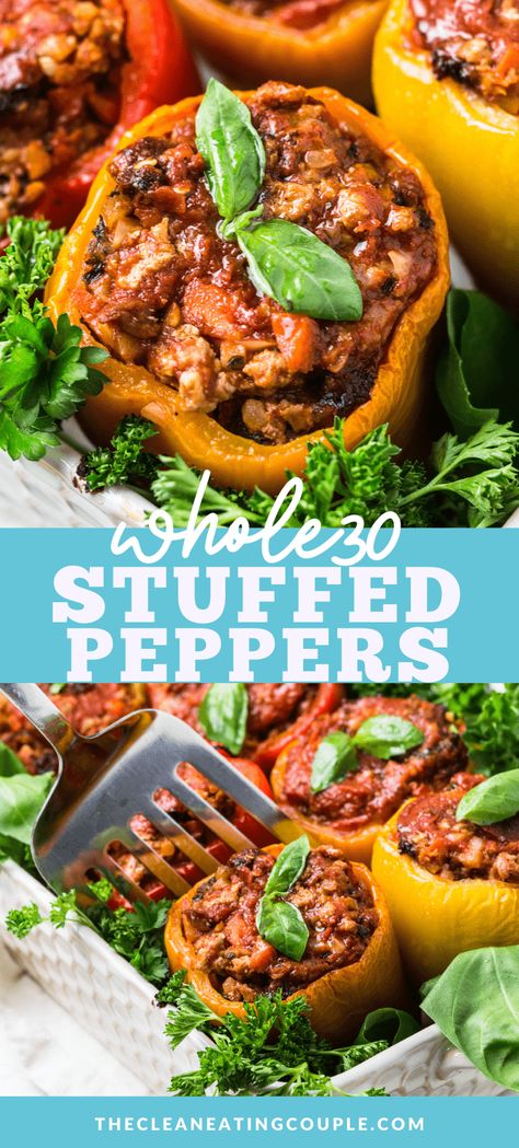 Paleo Stuffed Peppers, Easy Italian Dinner, Ground Turkey Stuffed Peppers, Paleo Menu, Crockpot Stuffed Peppers, Instant Pot Slow Cooker, Stuffed Peppers Healthy, Whole 30 Meal Plan, Easy Whole 30 Recipes