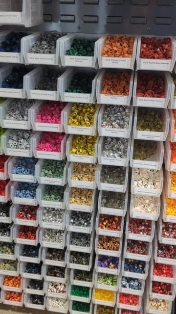 Beyond the Brick on Instagram: "We visited custom LEGO Star Wars accessories store @clonearmycustoms near Grand Rapids, Michigan!" Silicone Bead Storage Ideas, Craft Store Aesthetic, Bead Storage Ideas, Beading Business, Aesthetic Lego, Custom Lego Star Wars, Dream Art Room, Small Business Office, Lego Organization