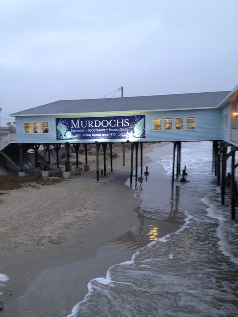 Murdoch's, Galveston, Texas. YOU CAN SEE THE PYLONS FROM THE OLD BUILDING DESTROYED IN IKE 2008 Galveston Texas Vacation, Fishermans Warf, Galveston Beach, Texas Beaches, Texas Life, Texas Vacations, Texas Bluebonnets, Galveston Island, Galveston Texas