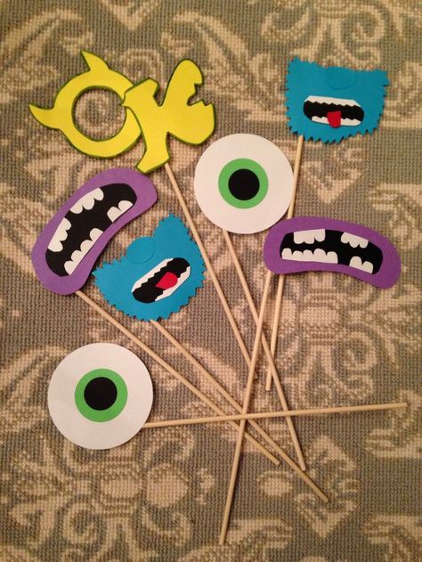 Monsters Inc Photo booth props; Monsters U photo ... | JP Birthday Pa… Monsters Inc Decorations, Monsters Inc Baby Shower, Monsters Inc Baby, Monster Inc Birthday, Monster Inc, Monster Birthday Parties, Fiesta Tropical, Monster Theme, Monsters University