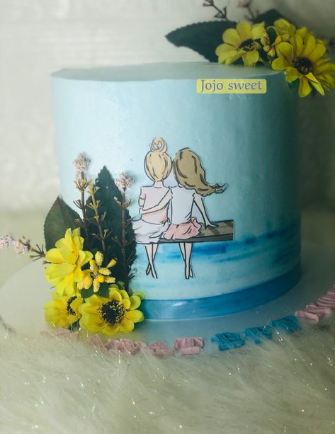 BBF cake - cake by Jojosweet Cake Designs For Friends, Friendship Day Cake Ideas, Simple Cake Designs For Best Friend, Friendship Day Cake Designs, Friendship Day Cake, Cake Design For Bestie, Interesting Cakes, Friendship Day, Baby Cakes