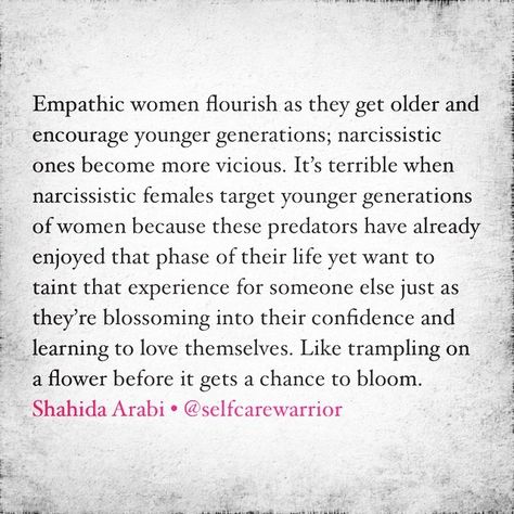 Shahida Arabi, MA on Instagram: “It is very disturbing especially when narcissistic women target vulnerable populations like those who are younger than them or those who…” Narcissistic Women Quotes, Toxic Women Quotes, Shahida Arabi, Narcissistic Women, Psychology Disorders, Relationship Stuff, Narcissistic Behavior, Crazy Life, Stay Positive