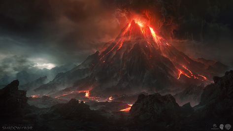 Mount Doom, Middle Earth Shadow, Blur Studios, Shadow Of Mordor, Rpg Map, Most Beautiful Wallpaper, Fantasy Places, Thranduil, Matte Painting