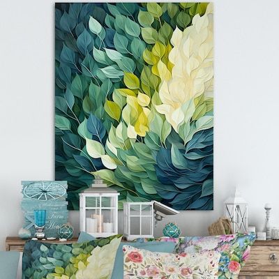 River Collage, Friendship Canvas, Herb Wall, Collage Wall Art, Green Artwork, Collage On Canvas, Beautiful Leaves, Green River, Leaf Wall Art