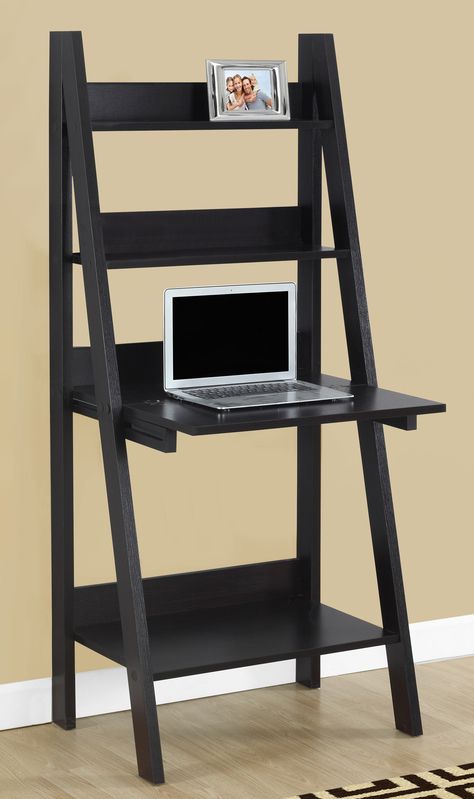 Computer Desk Ladder Computer Desk, Minimalist Computer Desk, Leaning Ladder Desk, Leaning Desk, Style Shelves, Diy Computer Desk, Ladder Desk, Cabinet Desk, Leaning Ladder