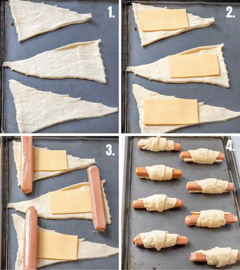 Hot Dog Croissant Rolls, Hot Dogs Crescent Rolls Recipes, Cresent Roll Hotdogs, Cresent Roll Hot Dog, Croissant Hot Dogs Crescent Rolls, Crescent Dogs Pillsbury, Hot Dogs With Crescent Rolls, Hot Dog Croissant, Hotdogs In Crescent Rolls