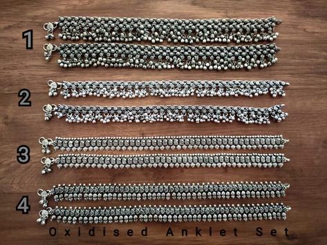 Oxidised Anklets, Junk Jewellery, Junk Jewelry, Silver Anklet, Silver Anklets, Oxidized Silver, Jewellery Designs, Traditional Outfits, Anklets