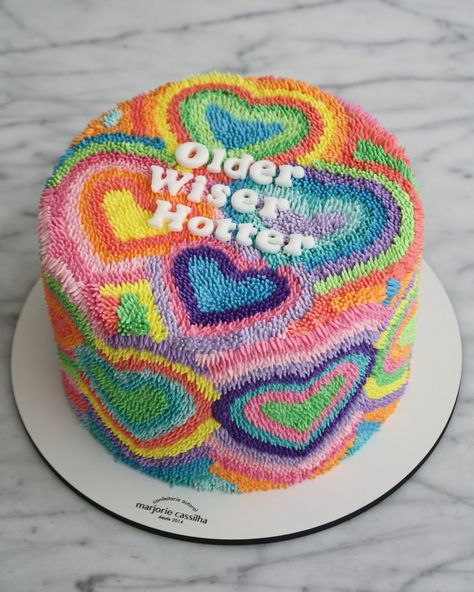 All Posts • Instagram Cake Ideas For 35 Year Old Woman, Trippy Cake Design, Cookie Cake Tower, Retro Birthday Cake Ideas, 12year Birthday Cake, 32 Cake Birthday, 8 Year Birthday Cake, Groovy Birthday Cakes, 70s Themed Cake