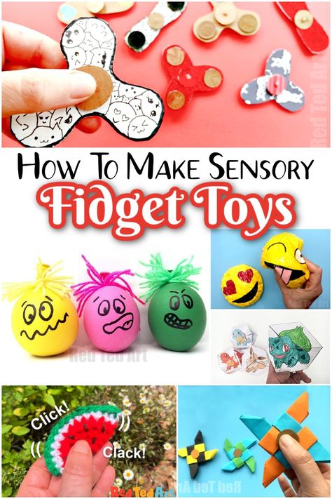 DIY Fidget Toys & Sensory Toys - Red Ted Art - Kids Crafts Homemade Fidget Toys, Fidgets Diy, Diy Kaleidoscope, Homemade Squishies, Diy Sensory Toys, Spinners Diy, Diy Sensory Board, Diy Fidget Toys, School Kids Crafts