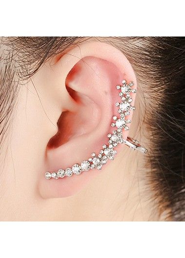 Snowflake Silver Rhinestone Detail Earring Flower Ear Cuffs, Crystal Ear Cuff, Ear Cuff Earrings, Flower Ear, Punk Jewelry, Women Earrings, Ear Stud, 925 Silver Jewelry, Crystal Flower