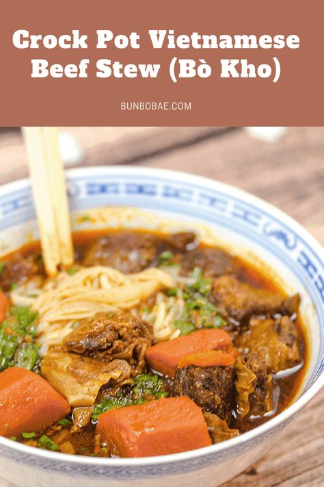 Bo Kho, Vietnamese Beef Stew, Vietnamese Beef, Crockpot Recipes Beef Stew, Asian Beef, Beef Stew Crockpot, Soup Dish, Slow Cooker Beef Stew, Crockpot Recipes Beef