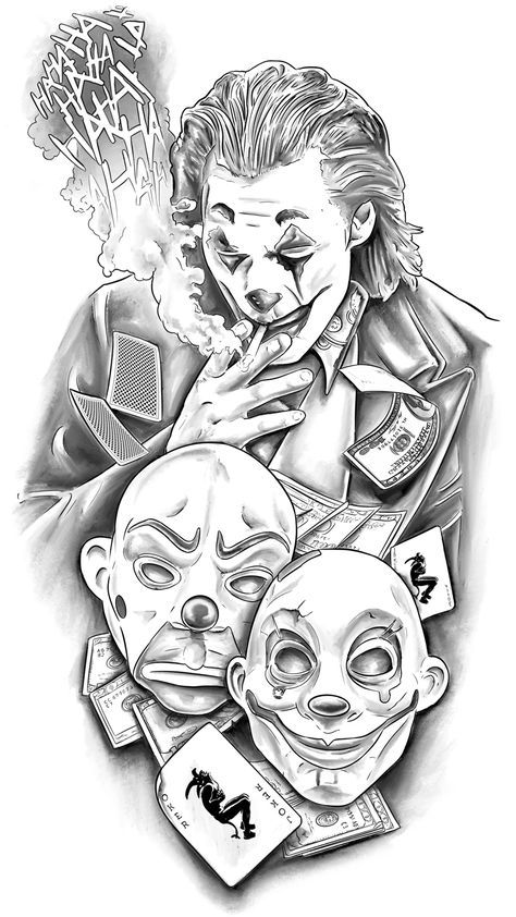 Joker Tattoo Design Drawing, The Joker Tattoo Ideas, Simple Joker Tattoo, Joker Tattoo Sketch, Back Tattoo Stencil, Joker Tattoo Stencil, Art The Clown Tattoo, Joker Hand Tattoo, Elbow Tattoo Design