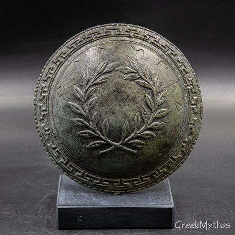 Greek Shield, Greek Helmet, Olive Wreath, Goddess Athena, Ancient Greek Sculpture, Greek Pattern, Randy Cunningham, Athena Goddess, Greek Sculpture