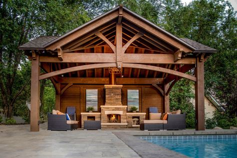 pavilion outdoor living room Outdoor Pavillion, Timber Frame Pavilion, Timber Pergola, Small Pergola, Patio Pergola, Outdoor Pavilion, Backyard Gazebo, Pergola Design, Backyard Pavilion